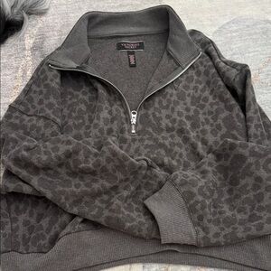 Victoria's Secret Charcoal Leopard Men's Zip-Up Sweater